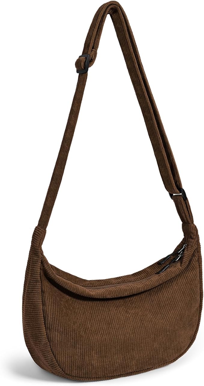 Crossbody Sling Bag for Women Men Trendy, Crescent Bag with Adjustable Strap, 2 Zippers Lightweight