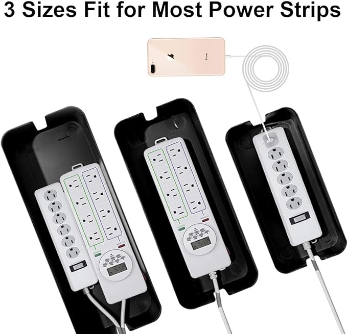 DUNCHATY 3 Pack Cable Organizer Box with Large, Medium, Small Cord Hider Box, Safe ABS Material for Covering and Hiding TV Wires, Computer, Router, USB Hub, and Under Desk Power Strips & Cords