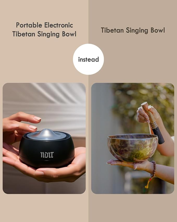 Portable Electronic Tibetan Singing Bowl, 8 Healing Frequencies (396-963Hz), Auto/Manual Mode, Vibration & Timer - USB-C Rechargeable Meditation Device for Yoga, Relaxation, Reiki, Best Gift Choice