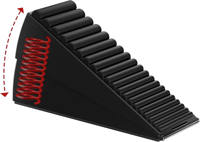 Heavy Duty Door Stopper, Adjustable Spring Large Stopper, 3 Inches High Tall Wedge Stoppers for Bottom of Door, Door Stop Suits Any Heavy Door, Black