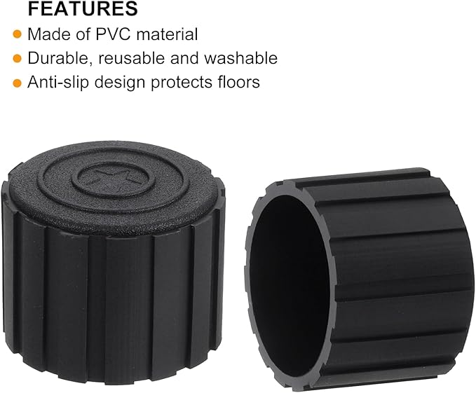 uxcell 8Pcs Chair Leg Tips Caps, 1-1/2" PVC Non-Slip Feet End Caps Cover, Round Chair Leg Floor Protectors for Furniture, Black