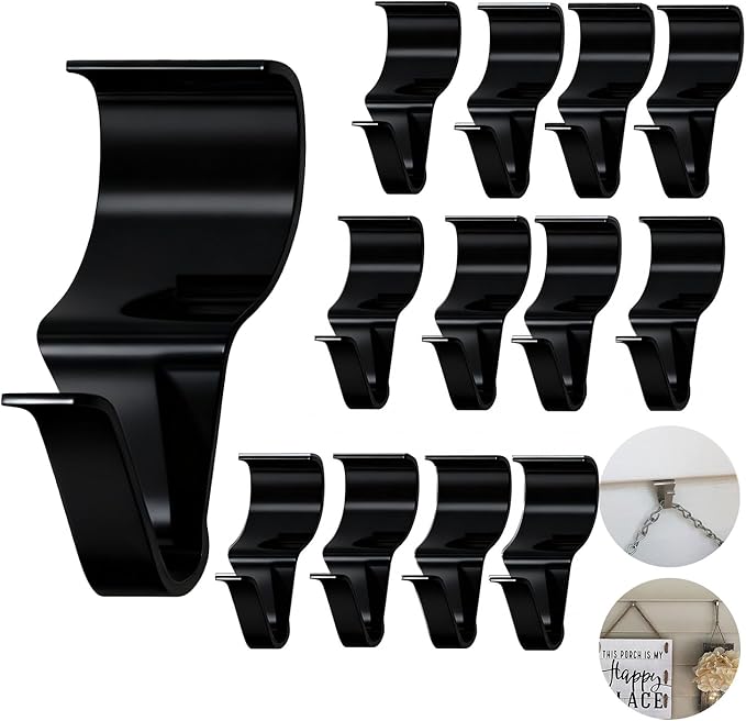 26 Pcs Vinyl Siding Hooks, Stainless Steel No-Hole Hangers for Hanging Wreaths & Outdoor Decor, Low Profile Siding Clips, Easy Installation, No Tools Needed (26, Black)
