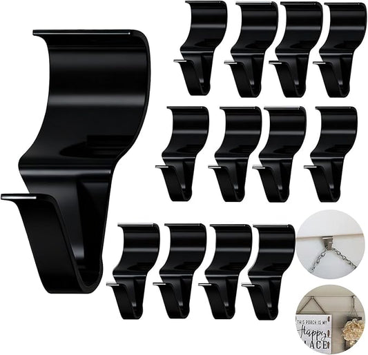 14 Pcs Vinyl Siding Hooks, Stainless Steel No-Hole Hangers for Hanging Wreaths & Outdoor Decor, Low Profile Siding Clips, Easy Installation, No Tools Needed (14, Black)