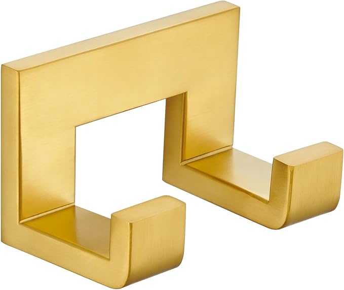 Angle Simple Towel Hook, SUS 304 Stainless Steel Wall Coat Hook, Bathroom Double Hand Towel Holder, Brushed Dark Gold