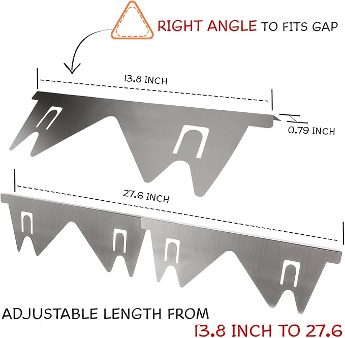 Stainless Steel Stove Gap Covers (2PCS), Stove Gap Filler, Stove Guard for Kitchen Oven Counter Side Gap, Range Trim Kit, Easy Clean and Heat Resistant, Adjustable Length 13.8" to 27.5"