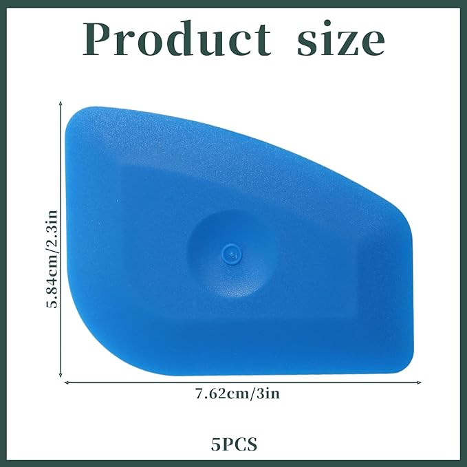 Pan Scraper Tool 5 Pack Plastic Pots Scraper Dish Scrapers for Cast Iron Food Scrapers Tool Non-Scratch Plastic Bowl Scraperes for Cleaning Grease Burnt Food （Blue)