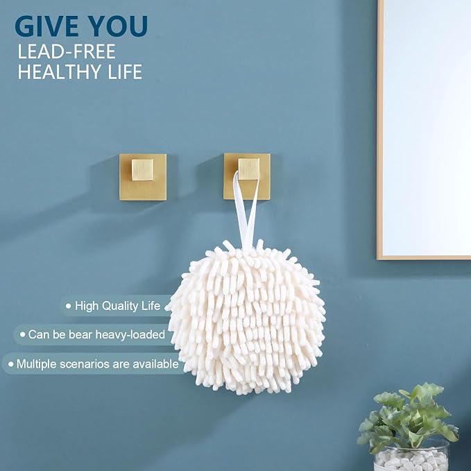 KOKOSIRI Bath Towel Hook Wall Mount Square Robe Hook Coat Hook, Bathroom Kitchen Garage Heavy Duty Wall Mounted, SUS 304 Stainless Steel, Brushed Gold, B1010BG-P2