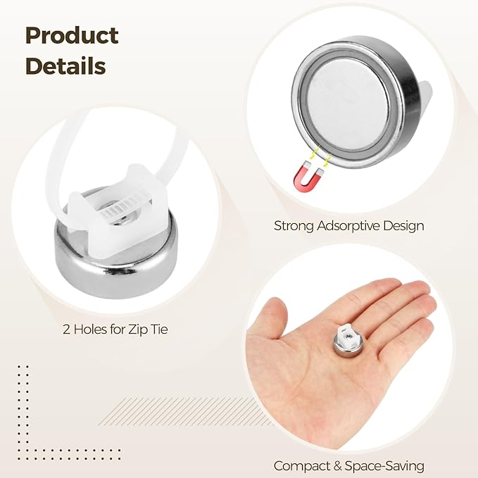 Magnetic Cable Zip Tie Mounts Kit, 30 Pcs Holders with 100 Pcs Cable Ties, Heavy-Duty Magnetic Wire Management for Desk, Office, Home, Automotive, Marine, Multipurpose Cable Clips Organizers, Silver