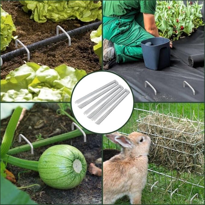 FEED GARDEN 6 Inch 25 Pack Galvanized Landscape Staples 11 Gauge Anti-Rust Garden Stakes SOD Pins Yard Stakes