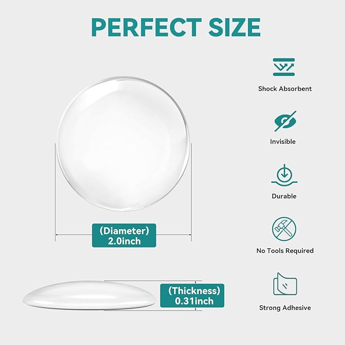 Door Stoppers for Wall, Etybetopstar 10PCS Self Strong Adhesive Door Knob Wall Protector, Quiet, Shock Absorbent Gel for Home, Office, Wall Protectors from Door Knobs (2", Clear)