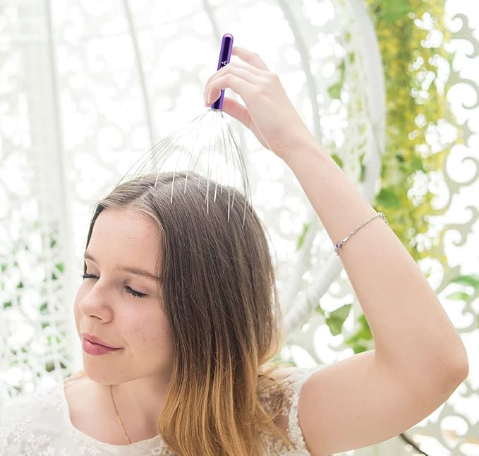 USAGA 36 Fingers Head Massager Scalp Massager Head Scratcher, Stocking Stuffers Gift for Scalp Body Relaxing (Purple)