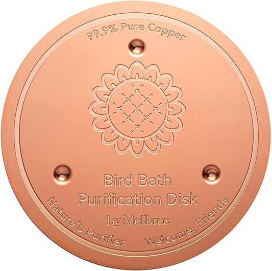 Mellbree Bird Bath Copper Disc, 0.6mm 99.99% Pure Copper for Natural Water Care, Fits Most Outdoor Birdbaths, Bowls, Solar & Heated Units (Sunflower)