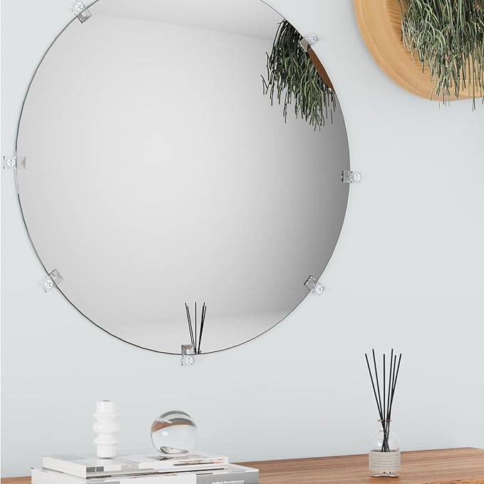 Mirror Holder Clips Kit,Crystal Clear Plastic Mirror Clip,Mirror Holder Clips Glass Retainer Clips Kit,Mirror Hanging kit with Screws and Fixed Mirror Box Door (Classic Style-100Sets)