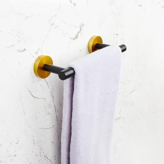 kimzcn 9-Inch Towel Bar SUS 304 Stainless Steel Towel Rack Wall Mounted Towel Rail Towel Rod for Bathroom Modern Style Black & Gold