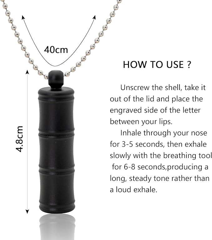 528 Hz Meditation Necklace Breathing Frequency Sound Healing Device by Adjusting The Breathing for Anxiety & Stress Relief Mindfulness (Black)