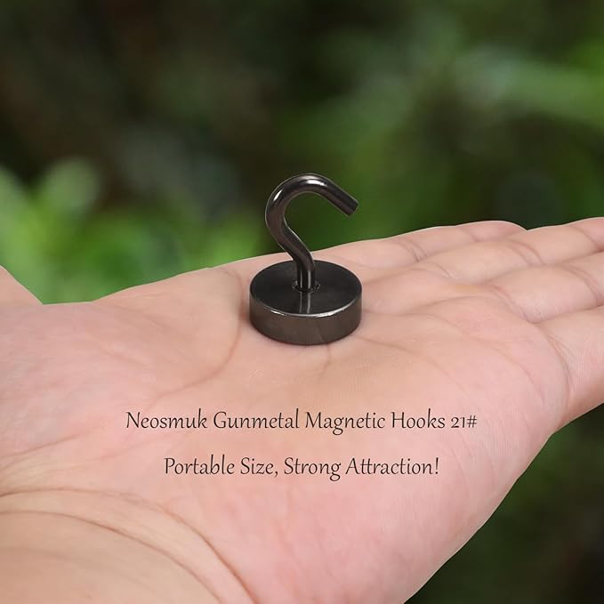 Neosmuk Magnetic Hooks, Cruise Ship Essentials, 40lb+ Heavy Duty Magnetic Hooks for Cruise Cabins, Refrigerator, Grill, Hanging, and Travel | Extra Strong Must-Have Magnet Hook, Gunmetal, Pack of 20
