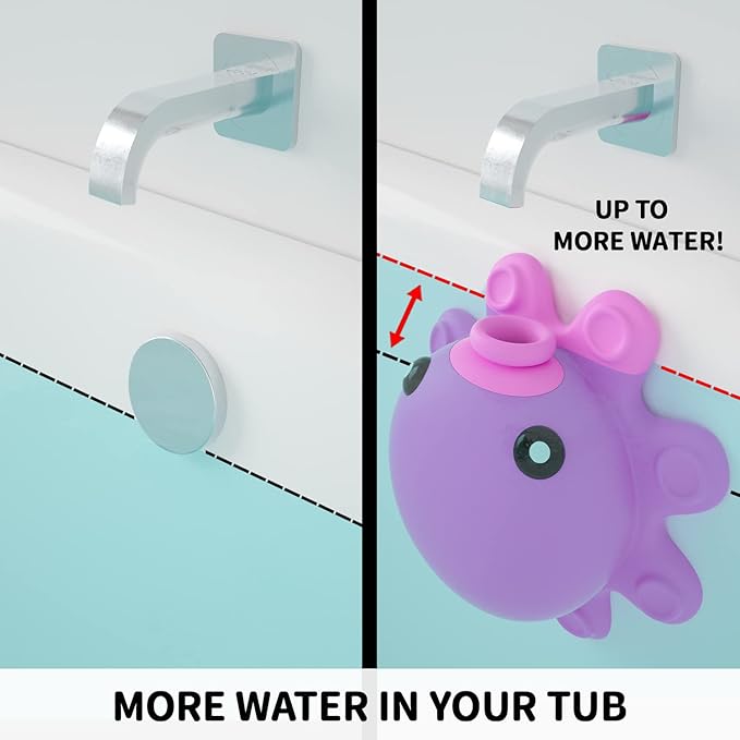Bathtub Overflow Drain Cover - Tub Overflow Drain Cover, Soak Bath, Spa Accessories - Adds Inches of Water for Deeper Bath (Silicone, Hot Pink)