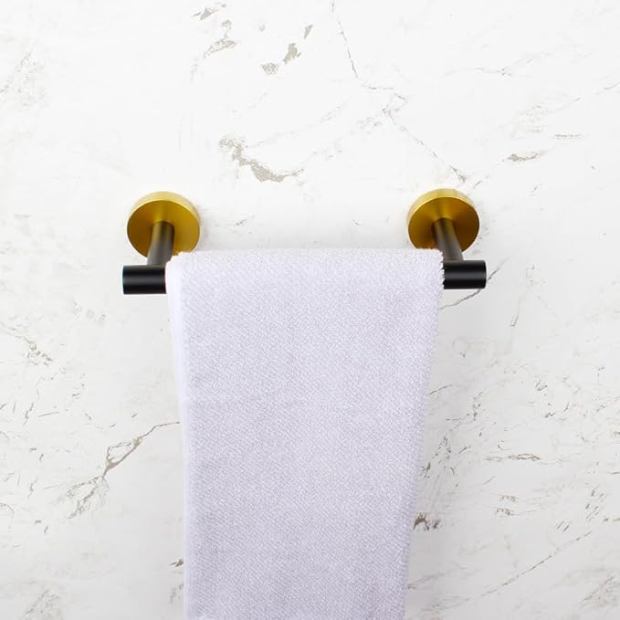 kimzcn 9-Inch Towel Bar SUS 304 Stainless Steel Towel Rack Wall Mounted Towel Rail Towel Rod for Bathroom Modern Style Black & Gold