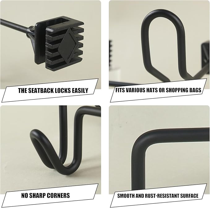 Hard Hat Holder for Truck Seat (1-Pack) - Heavy Duty Car Seat Hook Organizer for Construction, Safety Vest & Caps | Fits Trucks/SUVs/Cars