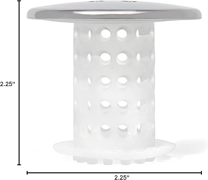 TubShroom Bathtub Drain Protector and Hair Catcher - 2 Pack, Chrome - Fits 1.5" - 1.75" Bathtub and Shower Drains