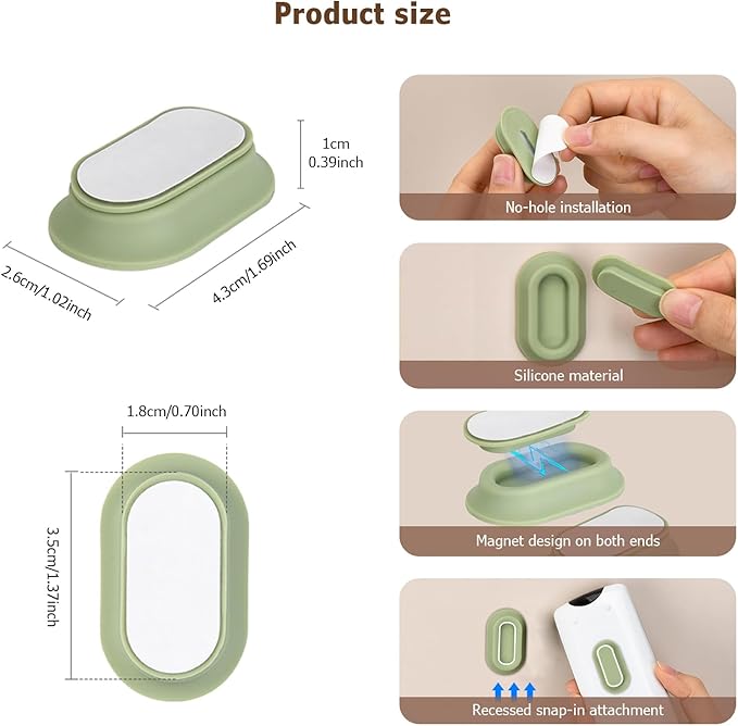 Magnetic Remote Control Holder Wall Mount - 4 Pcs No Drill Self-Adhesive Organizer for Air Conditioner & TV Remotes, Storage Caddy for Television's Backside - Pink&Green