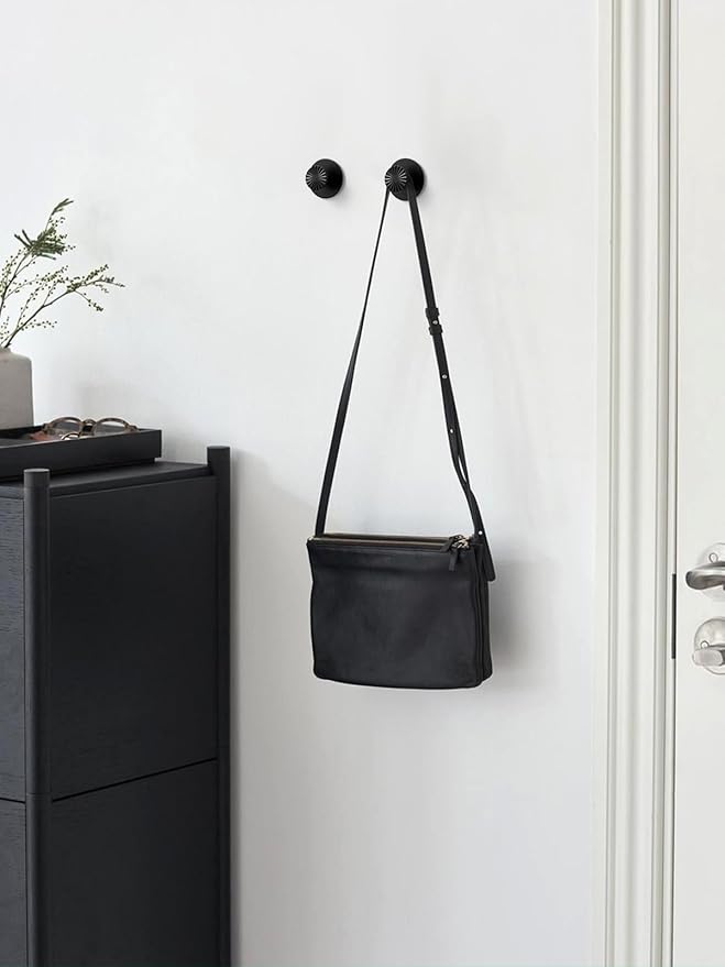 JIASENBAO 2 Pack Adhesive Coat Hooks for Bathrooms Black Wall Robe Towel Hooks for Hanging Kitchen Decorative Heavy Duty Zinc Alloy