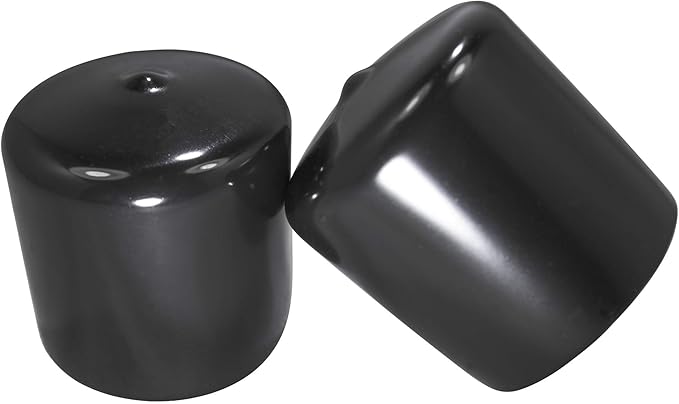 Prescott Plastics 1 3/4” (44.45 mm) Outer Diameter Flexible Plastic Hole Plugs, Round Black Metal Tubing End Caps, Strong Furniture Leg Inserts, Impact & Weather Resistant, Made in The USA - 4 Pack