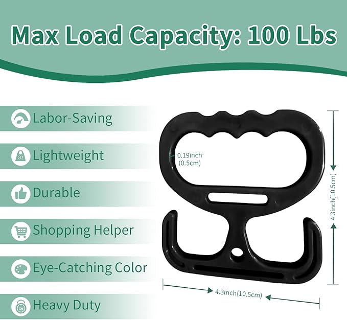 2-Pack Grocery Bag Carrier, Heavy Duty Grocery Bag Holder, Each Holds Up to 100lbs – Comfortable Grip for Carrying Shopping Bags, Grocery Bags, Buckets & More, Reusable & Easy to Carry