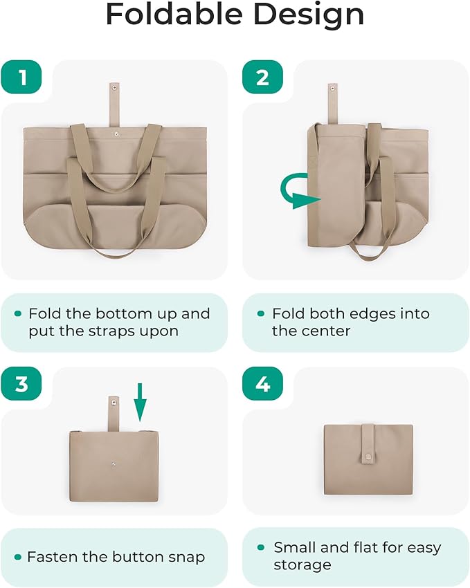 BAGSMART Tote Bag for Women, Foldable Tote Bag With Zipper Travel Large Shoulder Bag Handbag for Work-16.5''L x 6''W x 14''H