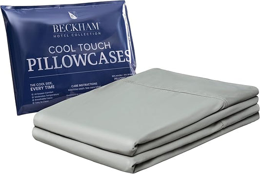 Beckham Hotel Collection Cooling Pillowcases for Hot Sleepers, Standard/Queen Size Set of 2, Cool Bedding, Envelop Closure, Silky Soft, Breathable, Moisture-Wicking, Dark Gray