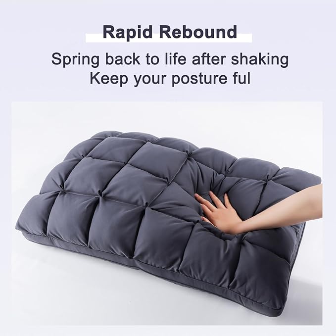 YOUR MOON Soft Pillows for Sleeping, Support Bed Pillows, Fluffy Down Alternative Pillow, Luxury Hotel Gel Pillows for Side Sleeping Standard Size (Gray)