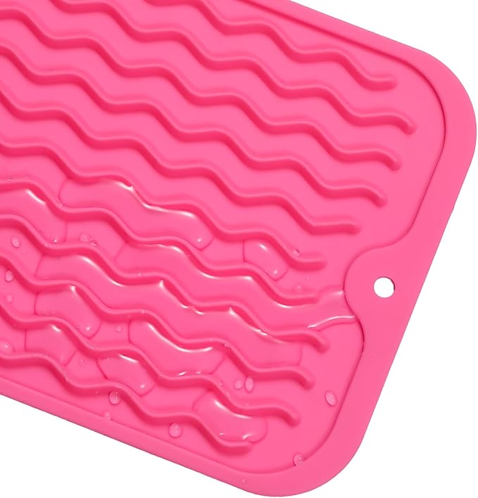 MicoYang Silicone Dish Drying Mat for Multiple Usage,Easy clean,Eco-friendly,Heat-resistant Silicone Mat for Kitchen Counter or Sink,Refrigerator or Drawer Liner Rose S 12 inches x 6 inches