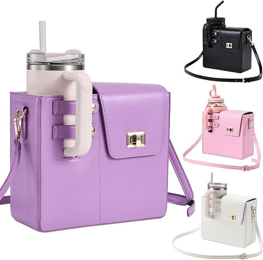 Outdoor Portable Crossbody Water Cup Purse Bag Water Bottle Carrier Bag with Phone Pocket Tumbler Carrier with Strap