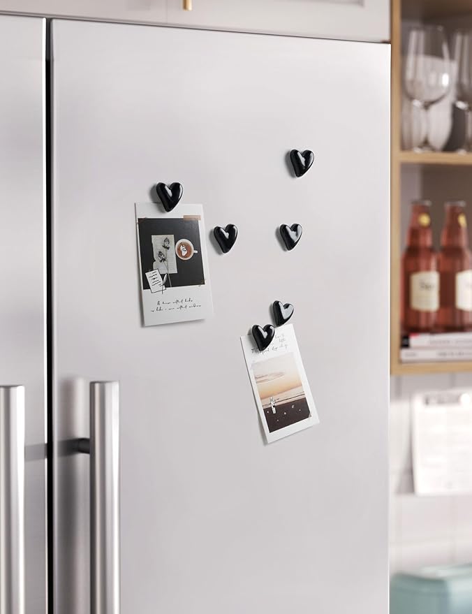 Mymazn 20Pcs Fridge Magnets Cute Refrigerator Magnets, Small Magnets for Whiteboard Cabinet Locker, Heart Decorative Magnets for Classroom Kitchen Office (Black)
