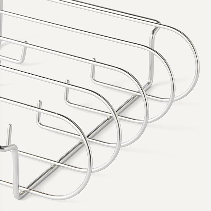 Amazon Basics Stainless Steel Rib Rack for Smoking and Grilling, Holds up to 4 Full Racks, Dishwasher-Safe BBQ Accessory, Silver, 1-Pack