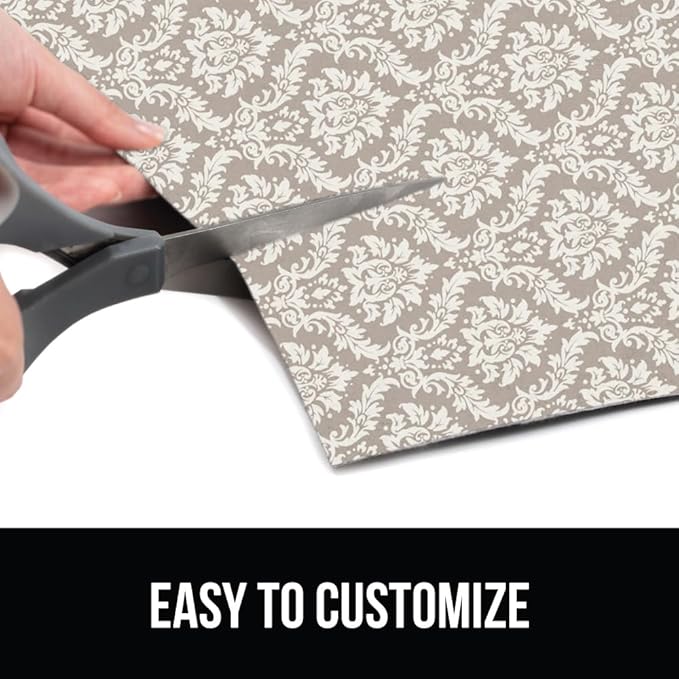 GORILLA GRIP LeakGuard Non-Adhesive Under Sink Mat for Kitchen Cabinet, 24x40, Waterproof Quick Dry Shelf Liner, Durable Absorbent Felt Mats for Bathroom Sinks, Cabinets, Dresser, Damask Taupe Cream