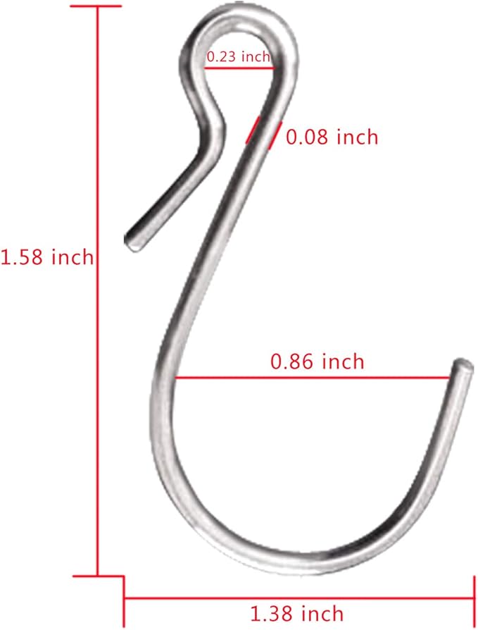 HNYYZL 40 Pack S Shaped Hooks Stainless Steel Metal Hangers Hanging Hooks for DIY Crafts, Hanging Jewelry, Key Chain, Tags, Fishing Lure, Net Equipment