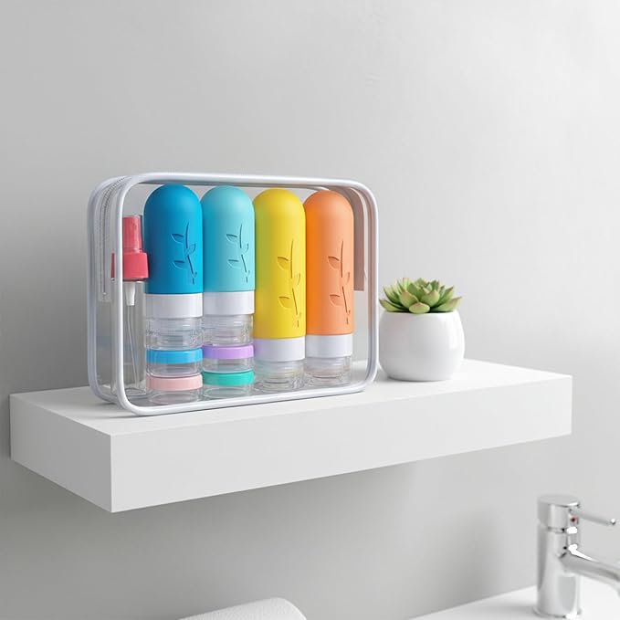16 Pack Travel Bottles Set - TSA Approved Leak Proof Silicone Squeezable Containers for Toiletries, Conditioner, Shampoo, Lotion & Body Wash Accessories