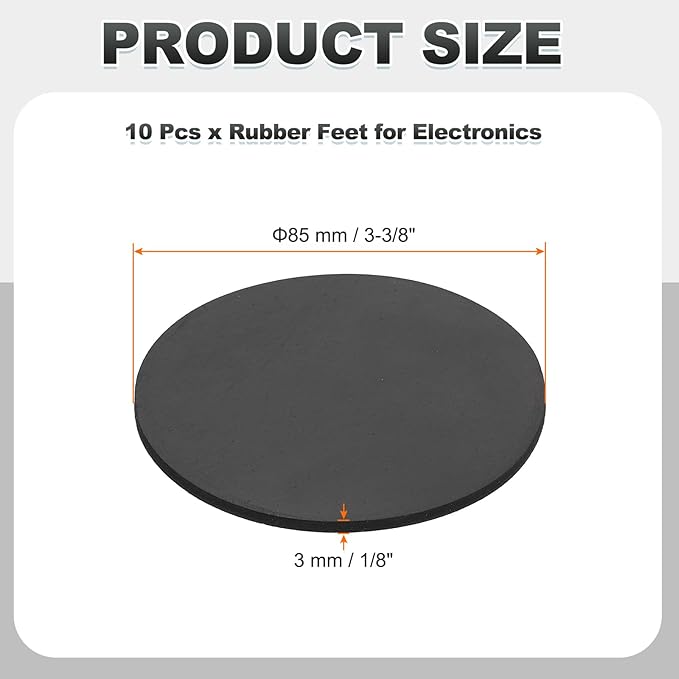 PATIKIL Non Slip Furniture Pads 3-3/8" (85mm x 3mm), 10 Pcs Adhesive Backed Round Rubber Feet Anti-Scratch Rubber Furniture Grippers for Hardwood Floor Electronics Bed Drawers DIY