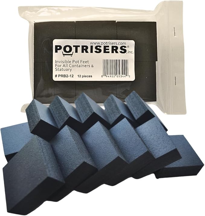 POTRISERS Large 2" x 2" x 3/4" - 12 Pieces Outdoor Plant Risers & Drainage Invisible Pot Feet Elevates up to 3 Planters, Pots, or Statues – Ideal for Patios, Decks, and Gardens