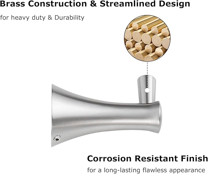 PARLOS Brass Single Robe Hook Towel Coat Hanger for Bathroom Kitchen Garage Wall Mounted with Screws, Brushed Nickel
