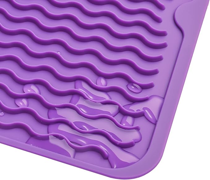 MicoYang Silicone Dish Drying Mat for Multiple Usage,Easy clean,Eco-friendly,Heat-resistant Silicone Mat for Kitchen Counter or Sink,Refrigerator or drawer liner Purple L 16 inches x 12 inches