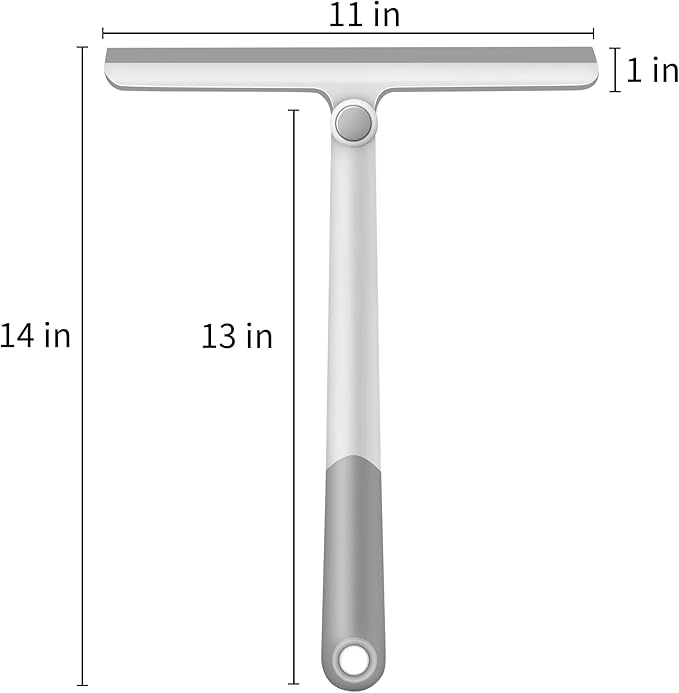 WONDAY Shower Squeegee for Glass Doors, 12" Long Handle Window Squeegee Cleaning Tool, Streak-Free Silicone Blade for Bathroom Mirror, High Windows, Car Windshield (2 Pack, Grey+Green)