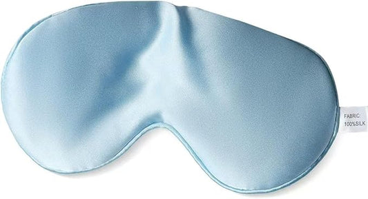 Sleep Mask 22 Momme Mulberry Silk, Luxury Thickening Eye Pillow for Optimal Eye Comfort (Blue)