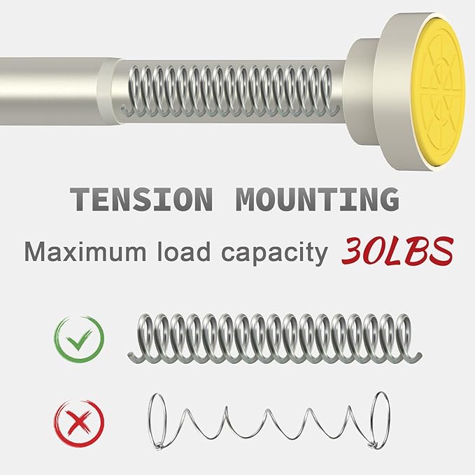 Thestoa Brushed Nickel Shower Curtain Rod Adjustable 43-78 inch, 1"Diameter Spring Tension Curtain Rod No Drill, Anti-Rust Non-Slip Shower Rod for Bathroom Tension Rod