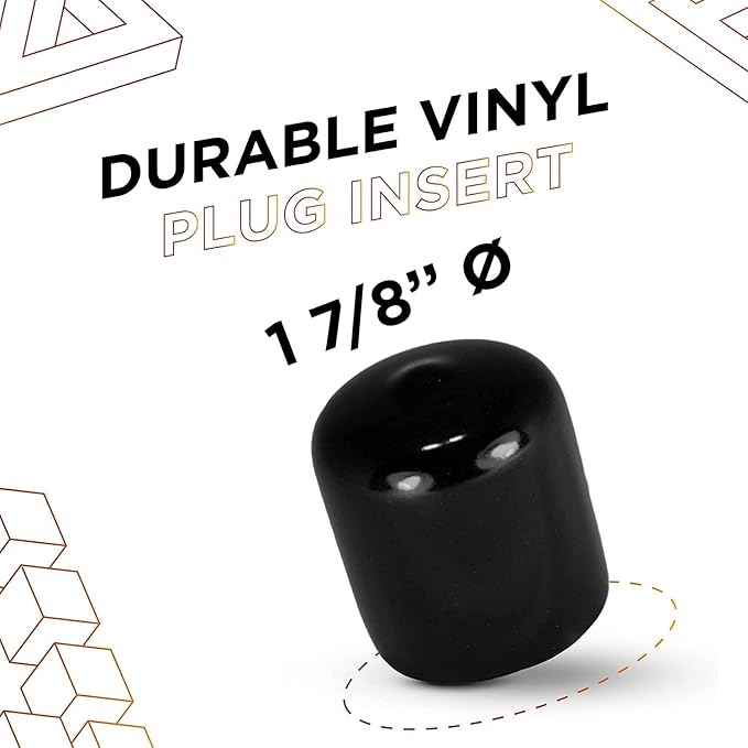 Prescott Plastics 1.875" (47.6mm) Flexible Rubber Vinyl Hole Plugs, Tall Round Black Metal Tubing End Caps, Glide Protection for Furniture Legs, Impact & Weather Resistant, Made in USA - 4 Pack