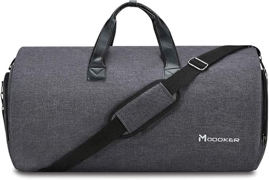 Modoker Convertible Garment Bag with Shoulder Strap, Carry on Garment Duffel Bag for Men Women - 2 in 1 Hanging Suitcase Suit Travel Bags, Black