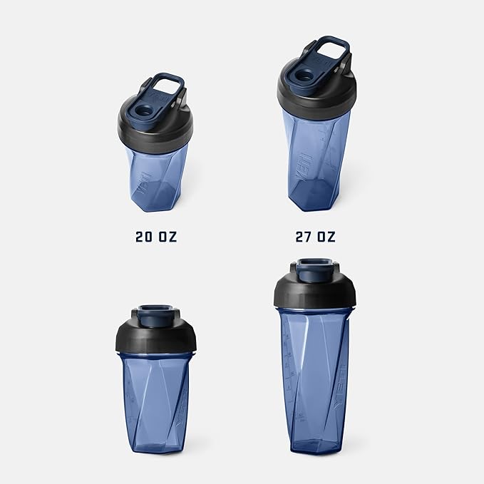 YETI Yonder Helimix Vortex Blender Shaker Bottle Holds up to 20oz | No Blending Ball or Whisk | USA Made | Portable Pre Workout Whey Protein Drink Shaker Cup | Dishwasher Safe, Navy