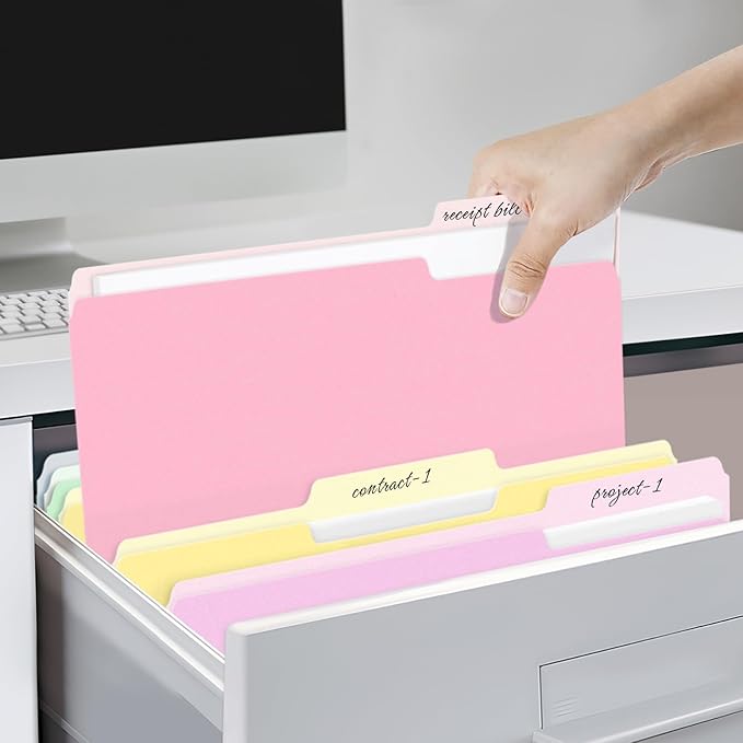 SUNEE File Folders, 18 Pack Manilla Folders 8.5 x 11, Colored Folder Office Organization Home School Folders for Documents Files Paper, 6 Bright Colors