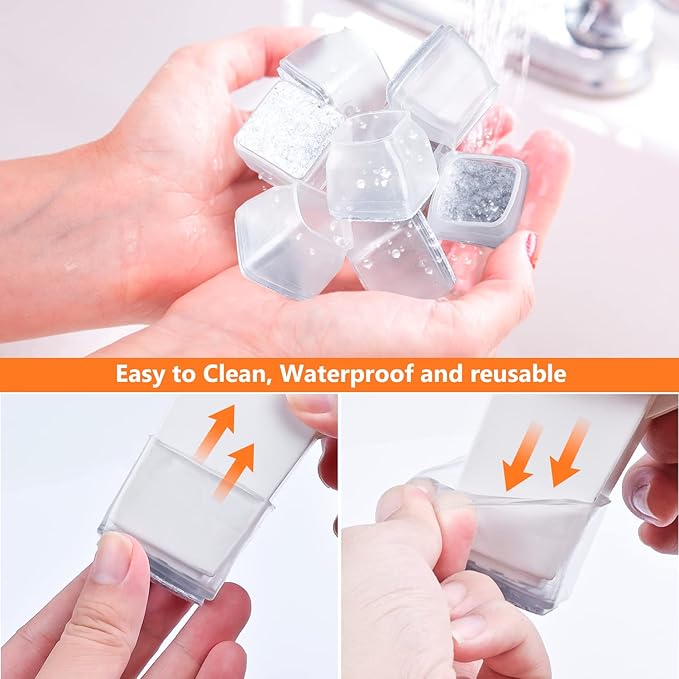 16pcs Square Chair Leg Floor Protectors, Furniture Pads for Hardwood Floors, Furniture Sliders for Chair Legs, Floor Protectors for Chairs, Silicone Chair Leg Caps Cover, Clear, Small